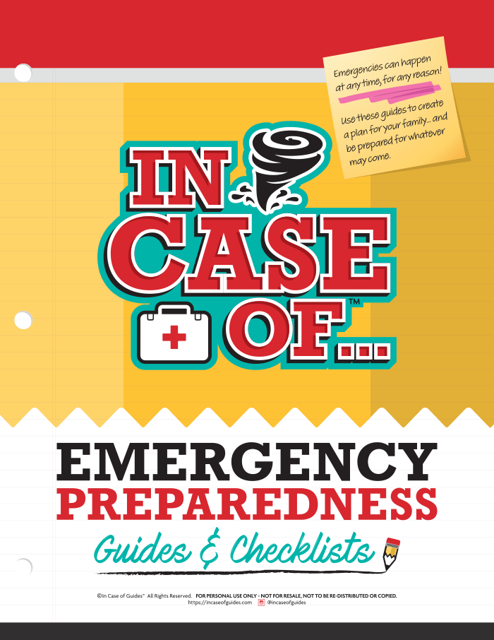 In Case of Emergency Preparedness Guides & Checklists Freebie Cover, Back and Spine printable PDF