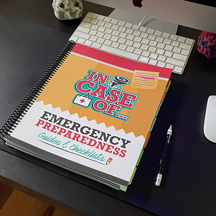 Emergency Guide sitting on a desk